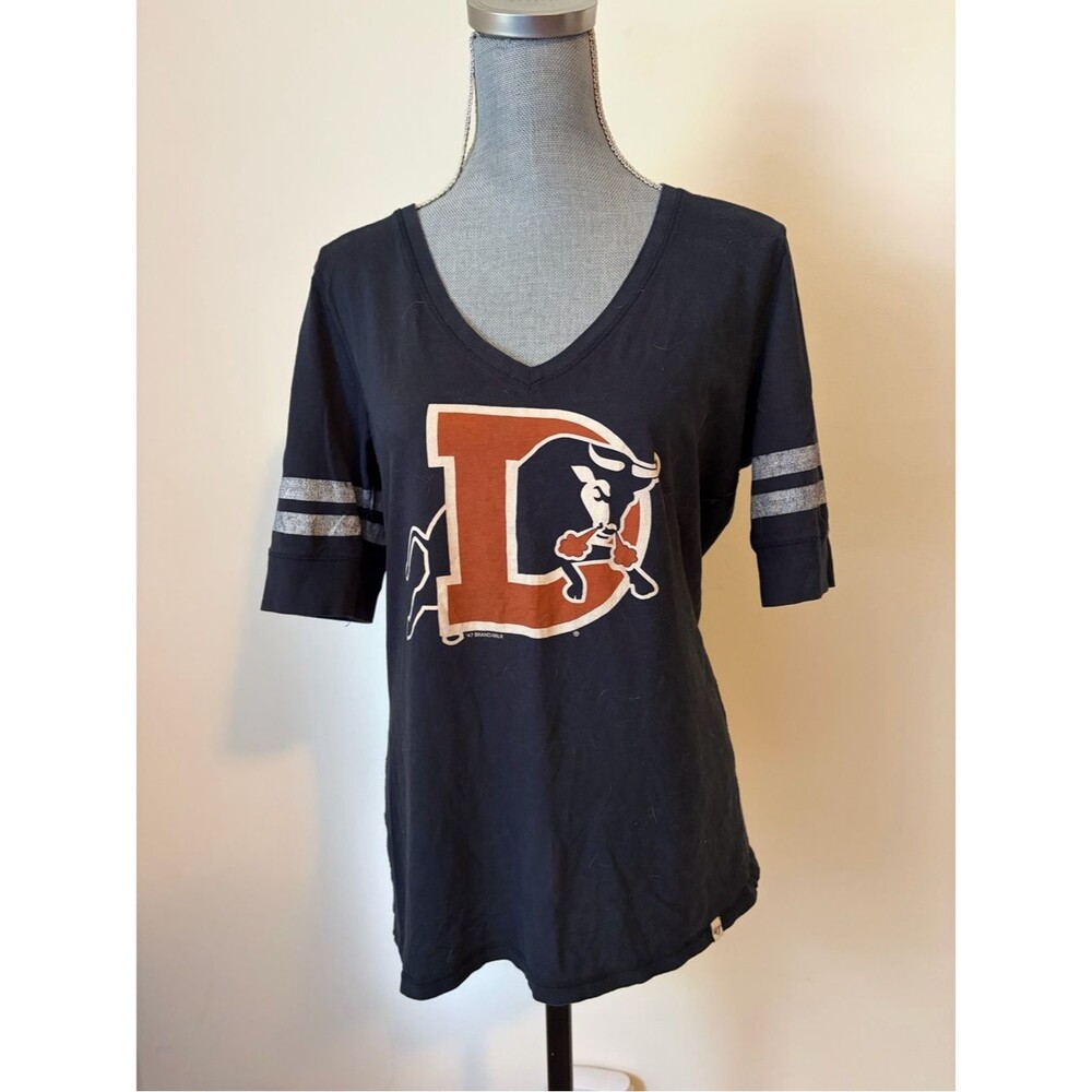 47 Brand Durham Bulls Retro Baseball V Neck Tee with White Logo Tag